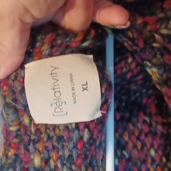 Relativity sweater, wool blend, mohair, alpaca,  acrylic 3/4 sleeves, green tone - Picture 3 of 5